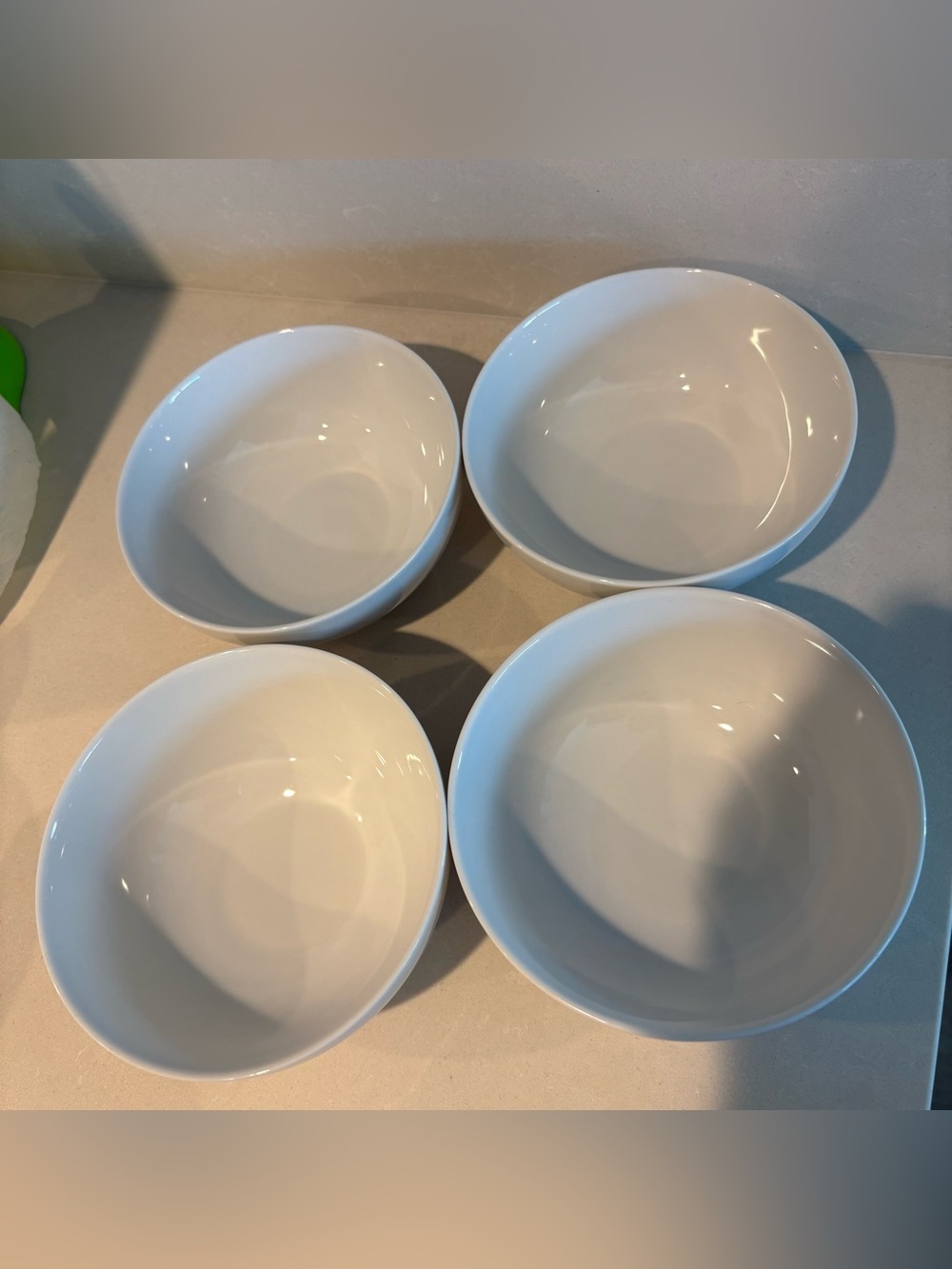 Crate&Barrel Glossy White Ceramic Cereal Bowls - Set of 4